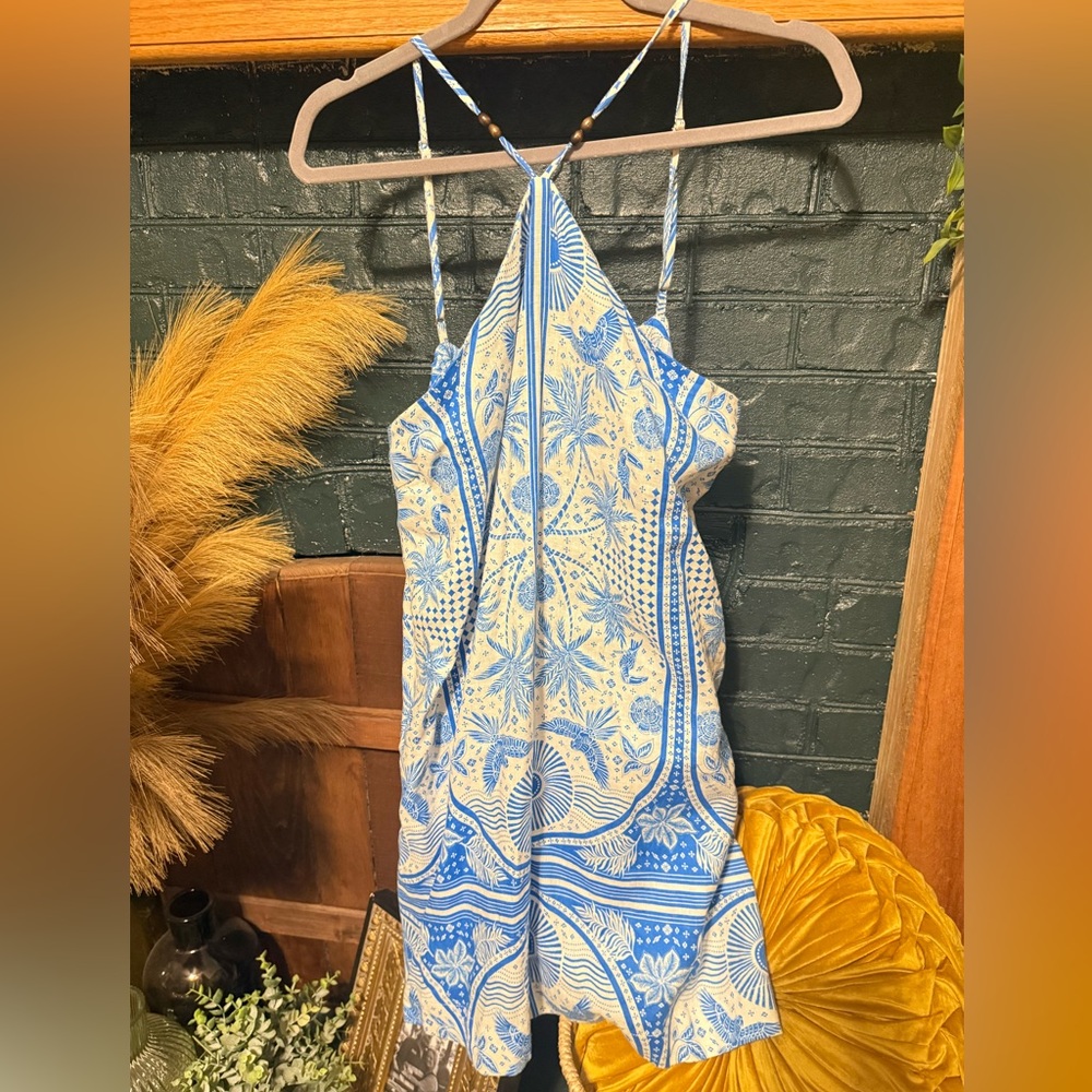 Rachel Zoe Blue and Cream Patterned Dress